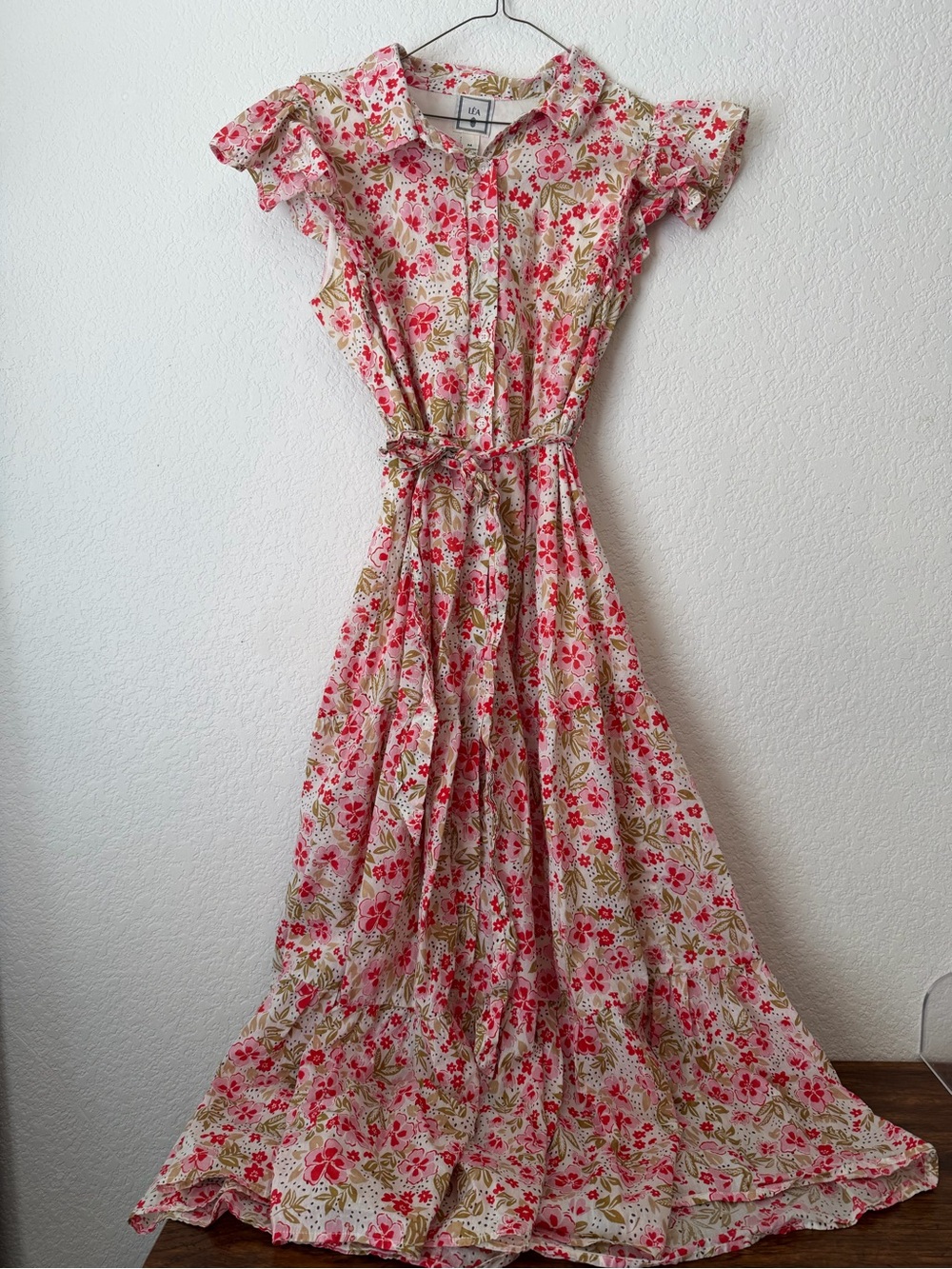 Anthropologie LÉA Floral Midi Dress 100% Cotton Size Medium - Picture 2 of 7